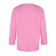 thumbnail image 4 of Gaukiv Men's Three Quarter Sleeve Shirts Crew Neck Solid Color Tees Basic Casual Shirts Pink 2XL, 4 of 4