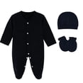 thumbnail image 3 of Bovxnpu Baby Boys Bodysuits Newborn Infant Outfits Long Sleeve Crew Neck Romper with Hat Sleepwear, 3 of 6