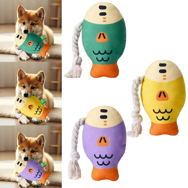 Juguete masticable para perros con forma de carpa cabezona realista, que hace ruido al morder, ideal Rkxzt