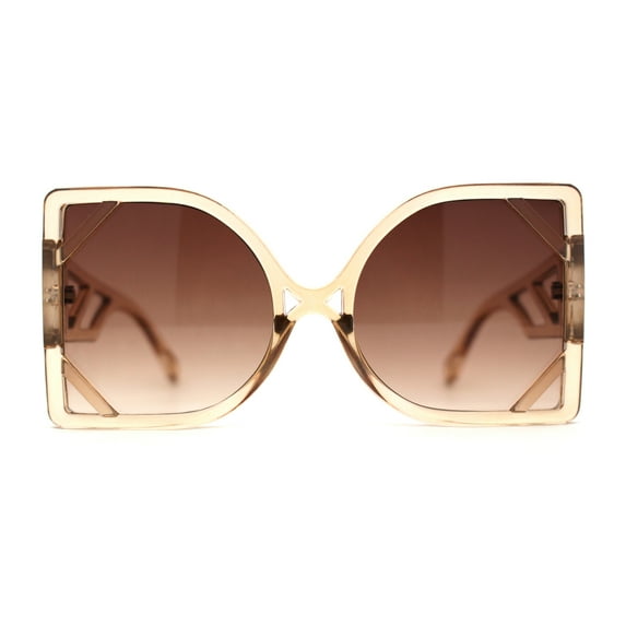 Womens Oversize Thin Geometric Mod Butterfly Sunglasses Beige Brown