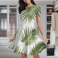 thumbnail image 2 of Palm Leaf Print Fabric Women's Classic Swing Skater Dress Casual Work Party Cocktail Dresses, 2 of 6