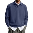 thumbnail image 2 of Delconic Mens Classic Polo Sweatshirt Long Sleeve Collared Pullover Casual Knit Top Regular Fit Button Placket Everyday Shirt Navy 3XL, 2 of 8