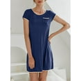 thumbnail image 2 of Avidlove Women Nightgown Short Sleeve Sleep Dress Satin Trim Gown Sleepwear with Pocket Nightshirt, 2 of 7