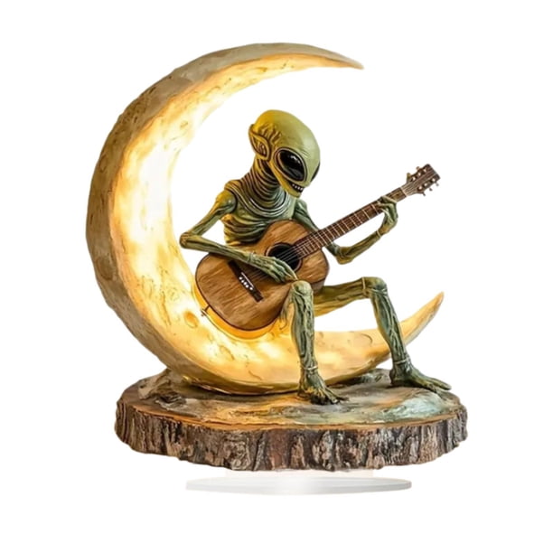 Adorno acrílico alienígena, decoración de mesa, regalo coleccionable 2D, pieza central, decoración de guitarra extraterrestre para sala de