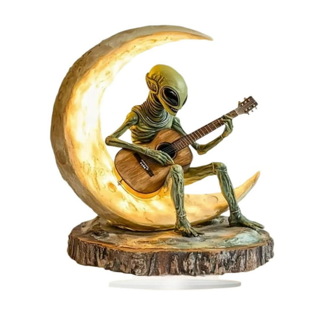 Adorno acrílico de extraterrestre, centro de mesa, artesanía creativa 2D, regalo, decoración de mesa para festivales, decoración de guitarra