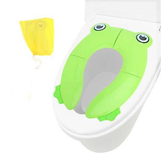 Suitable for Kids Baby Boys and Girls Non Slip Silicone Pads Yellow owl Travel Portable Folding Potty Training Toilet Seat Cover