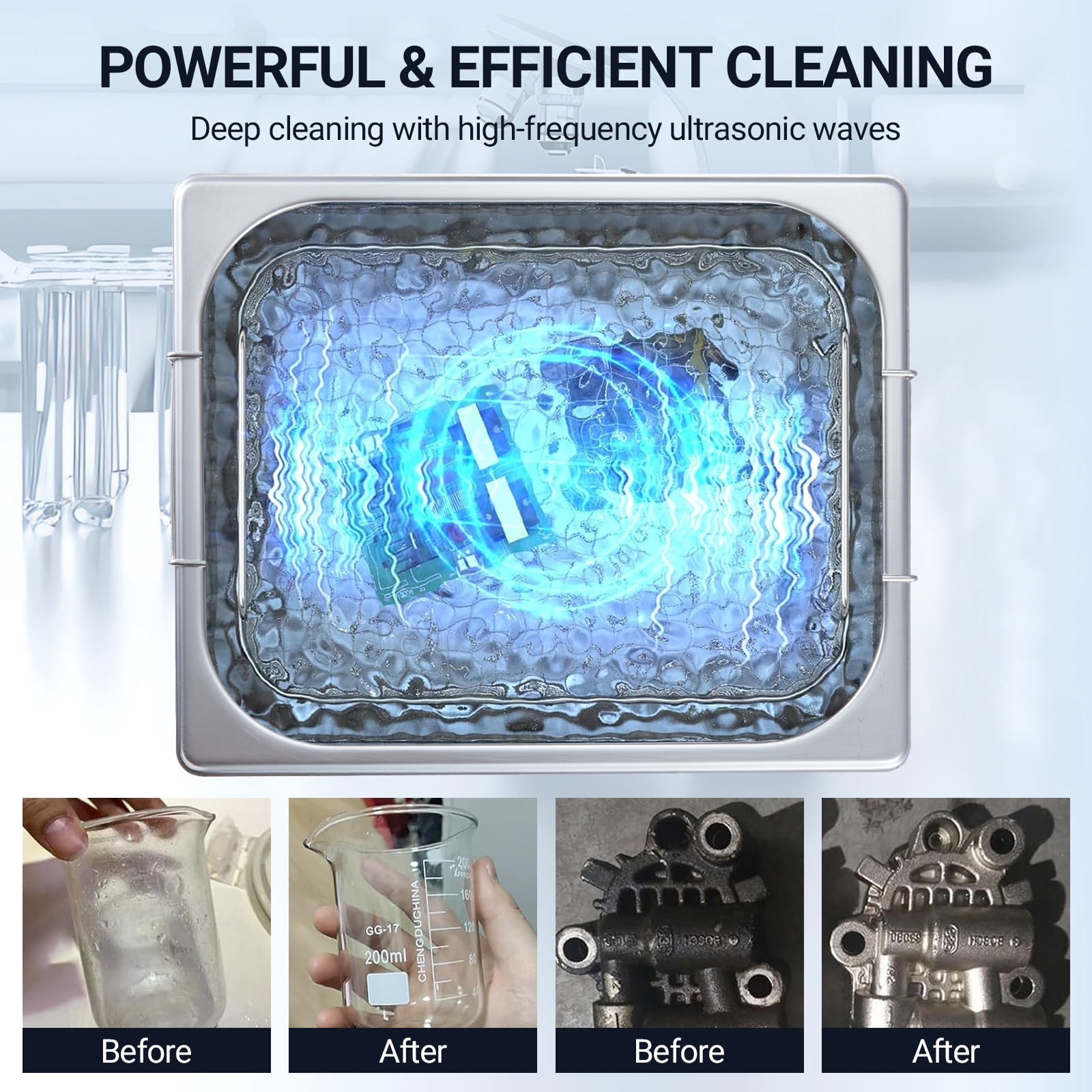 Garvee 10L Professional Ultrasonic Cleaner. Commercial Grade 2.6 Gallon Parts Cleaner with Digital Timer & Heater. 40kHz with Digital Timer & Heater for Jewelry. Watches. Eyeglasses. Metal Parts