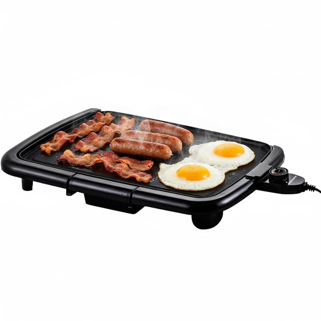 OVENTE Electric Griddle with 16 x 10 Inch Flat Non-Stick Cooking Surface, Removable and Adjustable Temperature Control, Indoor Grill for Instant Brea