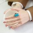 thumbnail image 3 of Vnox Stone Ring, Stainless Steel Silver Turquoise Ring, Chunky Rings for Women, 3 of 7
