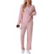 thumbnail image 1 of Conjunto de pijama para mujer INSPIRE CHIC de dos piezas, de punto waffle, con manga larga, sudadera y pantalones, talla 2XL, color rosa, 1 of 6