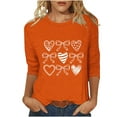 thumbnail image 2 of Craaazy Valentine Shirts for Women Fashion Heart Printed 3/4 Sleeve Round Neck Pullover Tops Gifts, 2 of 5