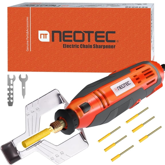NEOTEC Electric Chainsaw Sharpener Kit Multi-Purpose Chain Saw Sharpener Tool with 6 Titanium-Plated Diamond Bits Saves Time Easy to Use De Cadena De Motosierra for All Chainsaw Chain