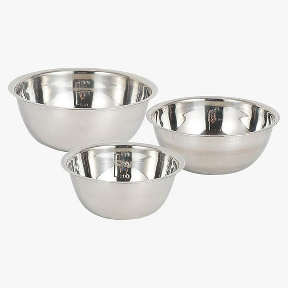 yotijay 3-Piece Stainless Steel Mixing Kitchen Bowls, Assorted Sizes for Outdoor Camping