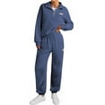 thumbnail image 4 of SHEWIN Sweatsuits for Women 2 Piece Outfits Fleece Lined Jogging Suit Sweatsuit Tracksuit Jogger Sets 1/4 Zipper Collar Pullover Tops and Sweatpants with Pockets, 4 of 10