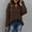 Brown, variant on MSJbahu Fitted Womens Sweaters Black Chunky Solid Cable Knit Long Sleeve V-Neck Pullover Teens Tops