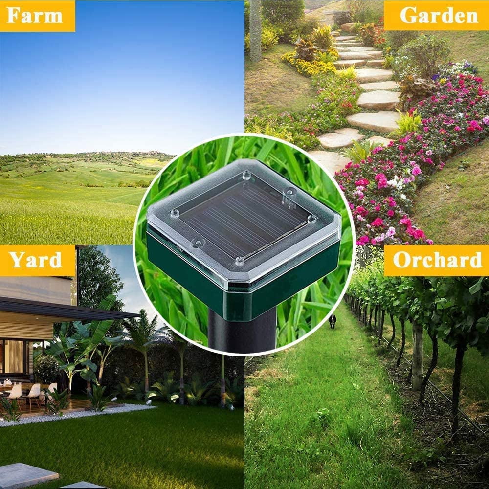 MODANU 2 Pack Solar Mole Repellent, Ultrasonic Mole Repellent Solar Powered, Outdoor Waterproof Ultrasonic Snake Repellent for Get Rid of Mole, Gopher, Snakes, Vole and Other Underground Pests