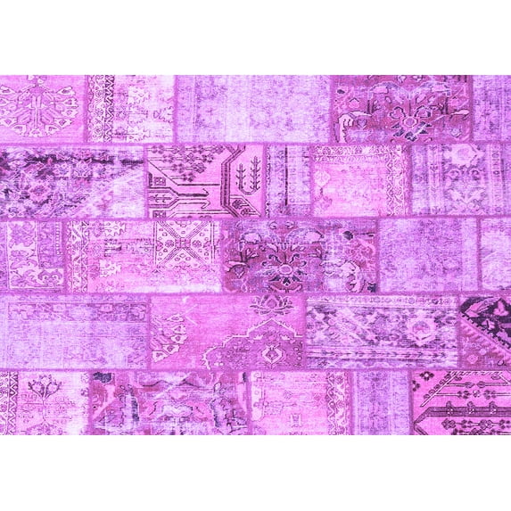 Ahgly Company Indoor Rectangle Patchwork Purple Transitional Area Rugs, 2' x 4'