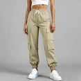 thumbnail image 2 of ABATAB Womens Cargo Pants with Pockets Cinch Bottom Hiking Pants Drawstring Lightweight Baggy Joggers Streetwear, 2 of 7