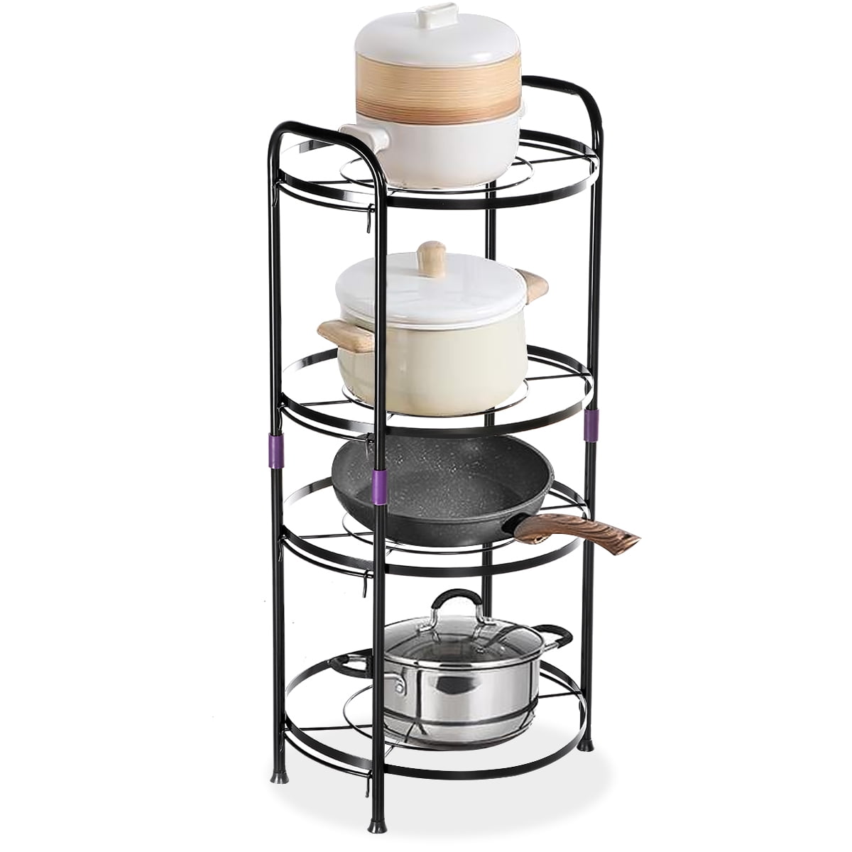 Pots and Pans Organizer Rack, Heavy Duty Metal Pans Pots Lids Storage