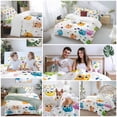 thumbnail image 5 of Cartoon Owl Bedding Duvet Cover Set Twin Size 4 Pieces Cute Animal Modern Art Soft Twill Plush Quilt Cover, Include 1 Duvet Cover 1 Flat Sheet And 2 Pillow, 5 of 7