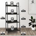 thumbnail image 3 of HarmonyStrings 4/5 Tier Ladder Bookshelf,  Free Standing Shelf, Bookcase Shelf Storage Rack Organizer, Industrial Book Shelves for Home Office, Living Room, Kitchen, Wooden Shelves-Black 4-Tier, 3 of 9