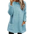 thumbnail image 2 of Sweaters For Women Winter Warm Sweater Coat Fleece Thickening Plus Size Loose Jacket With Pockets Polyester Blue Size S-3Xl Oversized Sweaters For Women, 2 of 6