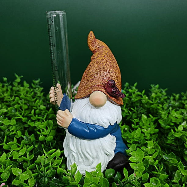Resin Gnome Rain Gauges, Resin Gnome Garden Statue with a Plastic Rain