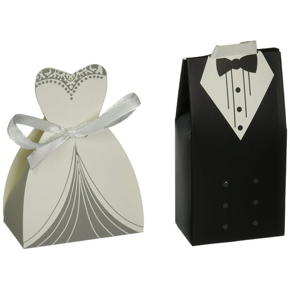 50 Pairs of White Dress and Black Tux Gift Boxes
