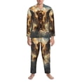 thumbnail image 3 of Salouo Cloud Rainbow Winged Dog Print Button-Front Long Sleeve Pajama Set for Men, Soft 2Pjs Men's Long Sleeve Sleepwear-X-Large, 3 of 7