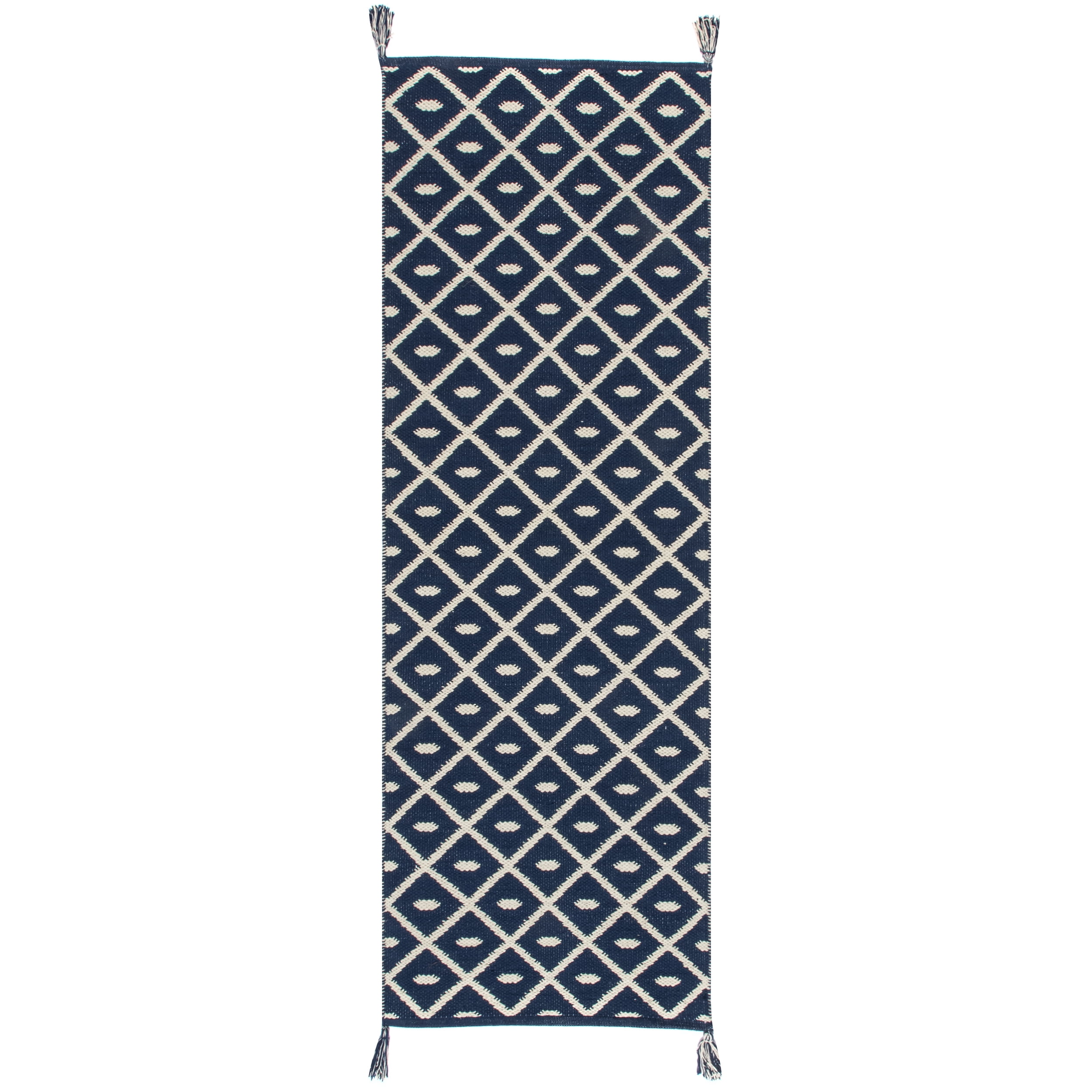 nuLOOM Quinn Flatweave Corner Tassel Area Rug, 2' x 6', Blue