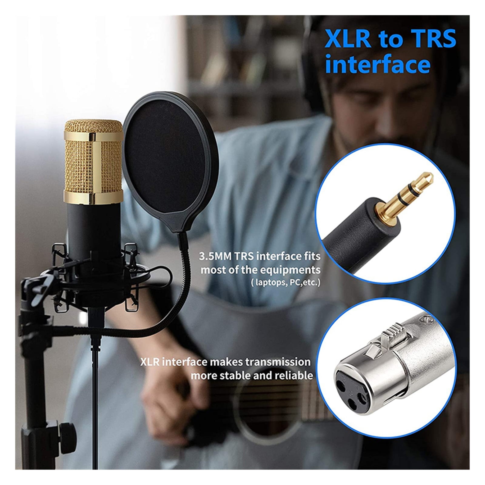 Condenser Microphone with V8S Live Sound Card(Optional)for Live Streaming,Singing,Gaming