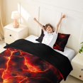 thumbnail image 3 of Homewish Red Neon Lightning Twin Duvet Cover,Modern Geometric Twin Bedding,Black Reversible,2 Pieces,1 Duvet Cover and 1 Pillowcase, 3 of 6