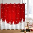 thumbnail image 3 of Duangreer Red Christmas Snowy Pine Tree Shower Curtain, Winter Snowflake Holiday Bathroom Decor with 12 Hooks, Waterproof, 72"x84", 3 of 5