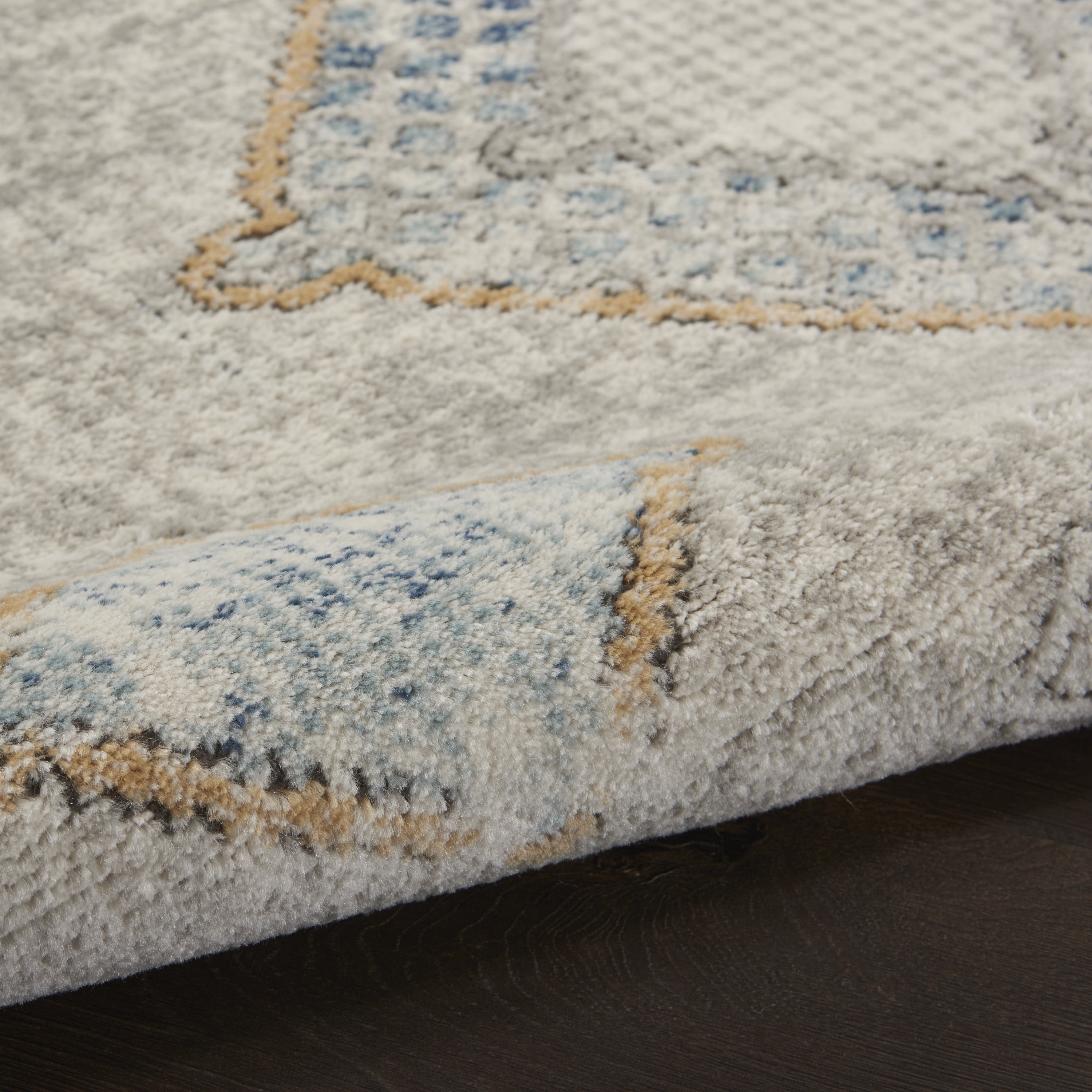 Nourison Concerto Modern Ivory/Grey/Blue 5'3" x 7'3" Area Rug, (5x7)