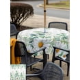 thumbnail image 4 of Outdoor Tablecloth with Umbrella Hole and Zipper, Green Eucalyptus Leaves Square Table Cloth 54x54 Inch Waterproof Tablecloth, Daisy Summer Botanical Watercolor Plaid Picnic Table Cover for Patio, 4 of 7