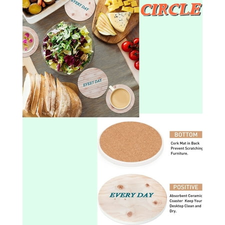 

Absorbent Ceramic Coasters with Cork Base