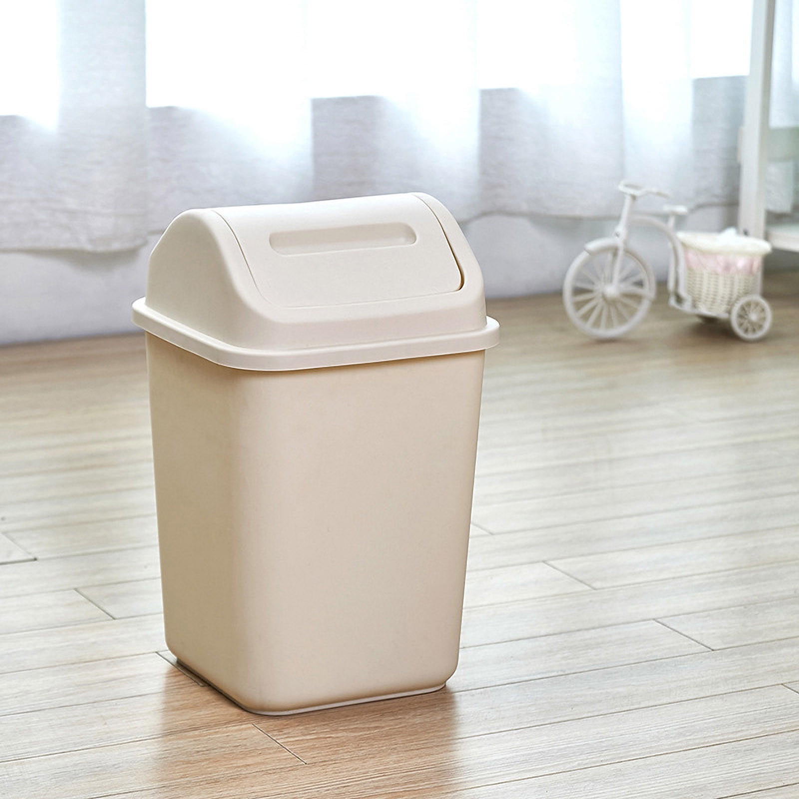 Darzheoy Plastic Trash Can with with Swing Lid, 3.2 Gallon Swing Top Lid Kitchen Trash Can, Waste Bin for Under Desk, Office, Bedroom, Bathroom