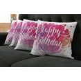 thumbnail image 5 of Ambesonne Art Throw Pillow Cover 4 Pack, Watercolor Birthday Text, 24", Pink Red Orange, 5 of 5