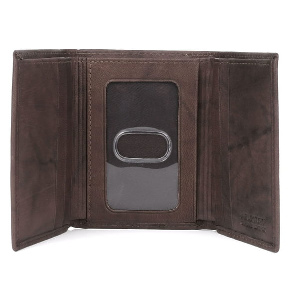 Cartera BUXTON Dakota de piel con triple pliegue RFID, color tostado, 8 x 10 cm