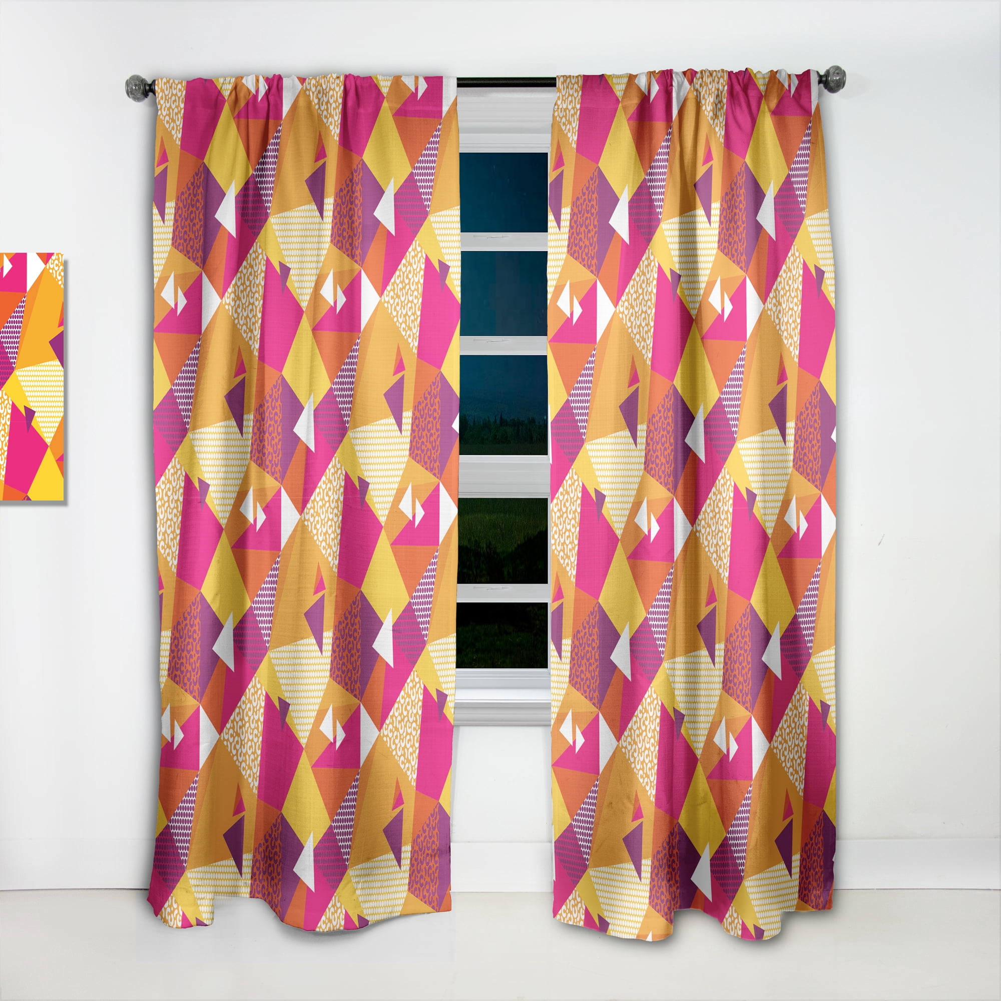 Designart 'Abstract Retro Geometric VI' Mid-Century Modern Curtain Panel