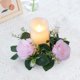thumbnail image 5 of Anillos de vela Coronas Corona pequeña Pilar Portavelas Coronas florales Flor floral artificial Guirnalda para fiesta Pascua Mesa Acción de gracias , Rosado, 5 of 7