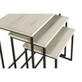 thumbnail image 3 of Benzara BM178145 3 Piece Pine Wood & Metal Nesting Table, Antique White - 24 x 16 x 24 in., 3 of 4