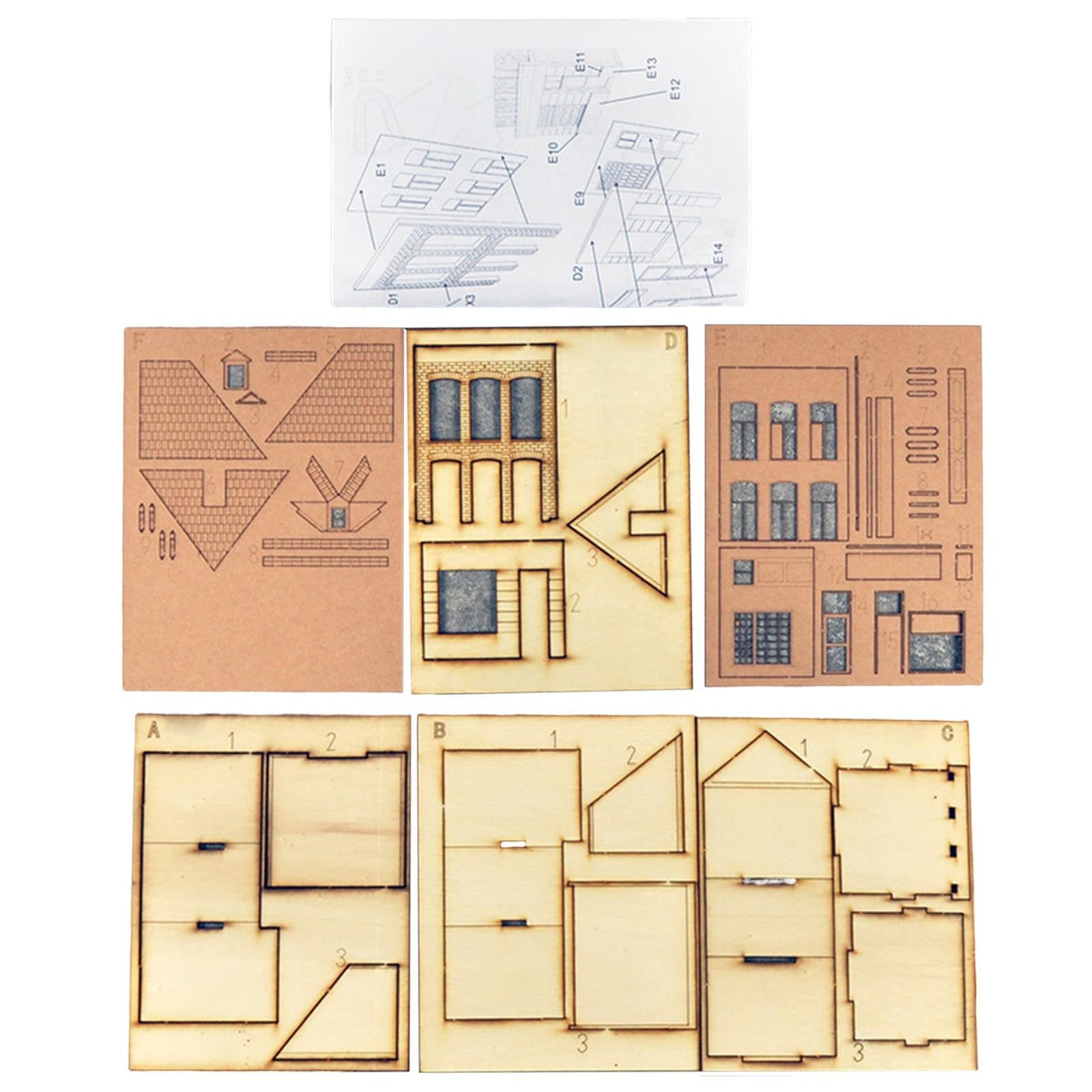 1/87 Building Model House DIY Wooden House Assemble Unassembly Handmade 1/87 Building Model Kits for Scenery Layout Micro Landscapes Decor