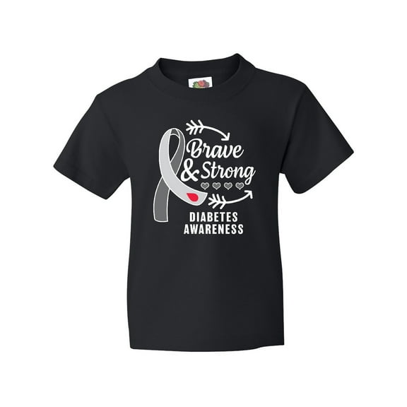 Inktastic Diabetes Awareness Brave and Strong Youth T-Shirt