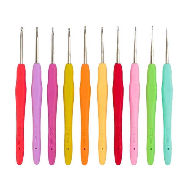 Inteprter Ganchos de ganchillo de encaje de tamaño pequeño, juego de ganchos de ganchillo ergonómicos con mango de agarre suave, 10 Uds. Conjuntos de muebles de dormitorio Inteprter HA022353-00