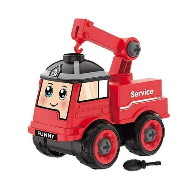 PENGXAING Disassembly Toy Impact-Resistant Adorable Smooth Edges Burr-free Easy to Assemble Intellectual Development Portable Slide Crane Kids Car Toy Children Toy