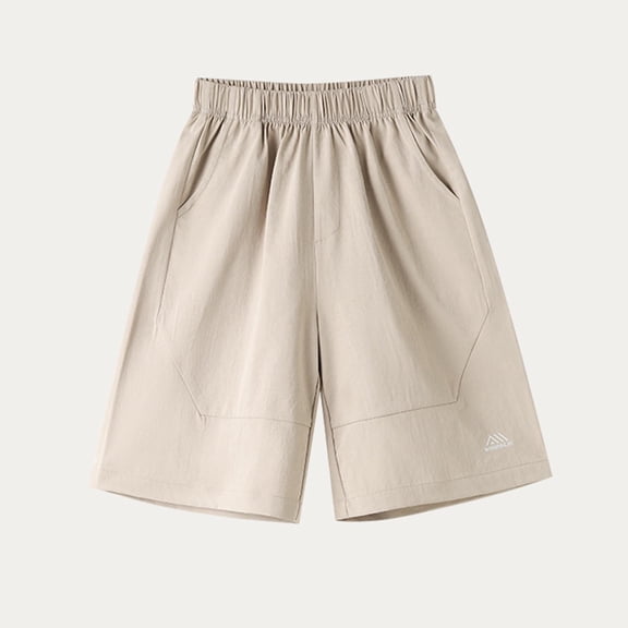 SGFCWSX Boys Shorts Lightweight Elastic Waist Outdoor Quick Dry Casual Shorts for Teens Khaki Size 13-15 Years