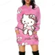thumbnail image 2 of Sudadera con estampado de bloqueo de HELLO KITTY para mujer, sudadera informal de manga larga con cuello redondo, sudadera con capucha ajustada para otoño, 2 of 5
