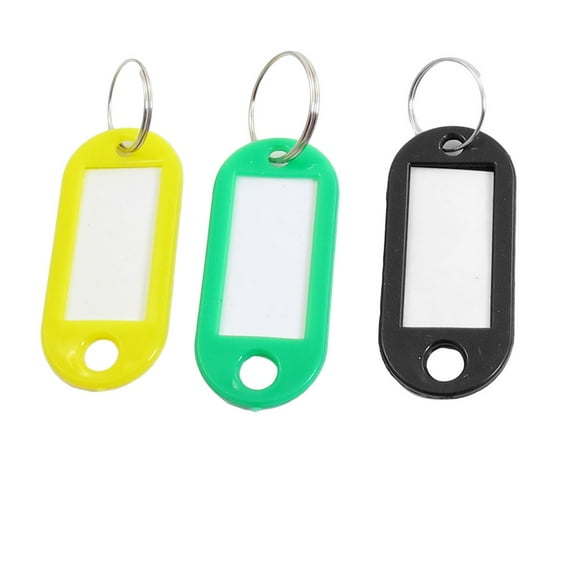 Unique Bargains 10Pcs Plastic Mini Holder ID Key Labels Tags Keyring Keychain w Split 3 Colors