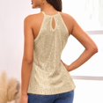 thumbnail image 5 of ManxiVoo Sequin Tank Top for Women Backless Sleeveless Sparkly Party Wear Evening Club Outfits Holiday Celebration S Size Khaki, 5 of 8